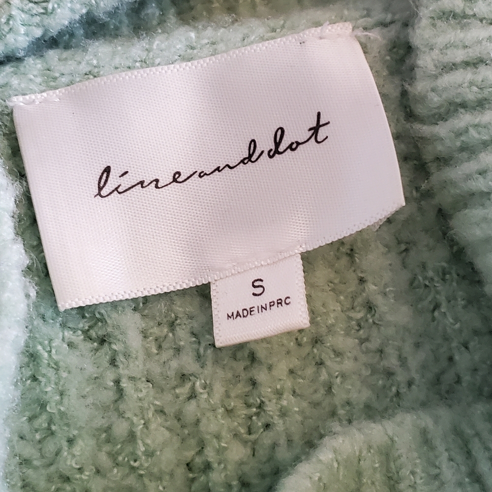 Line & Dot Mint Green Cropped Cozy Sweater Bishop Ballon Sleeve - Picture 3 of 5